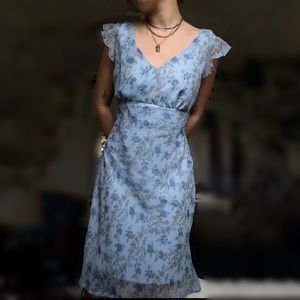 delicate blue floral flowy dress